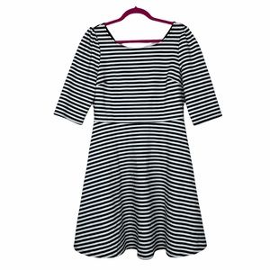 Pixley Kathy Striped 3/4 Sleeve Fit Flare Dress L